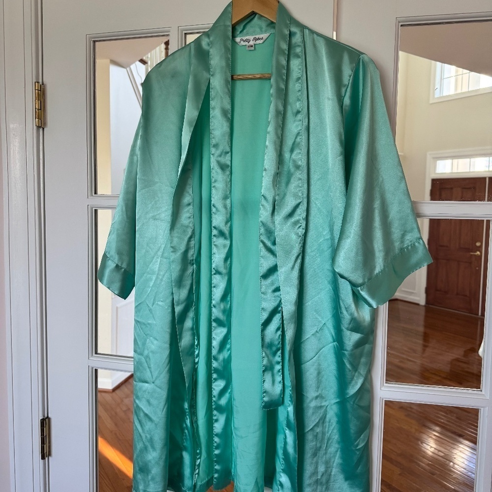 Kimono Style Bridesmaid Robe, Jewel Green/Teal, Small